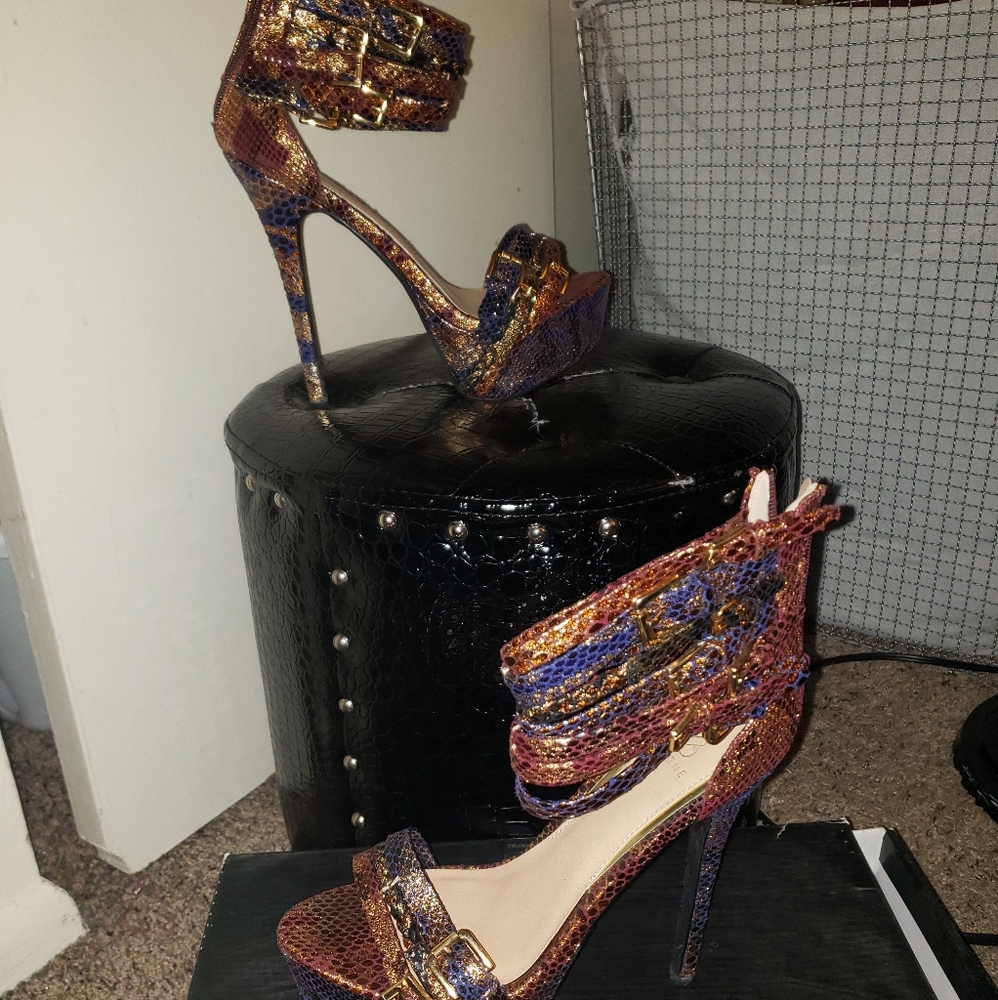 Jewel toned stiletto shoes